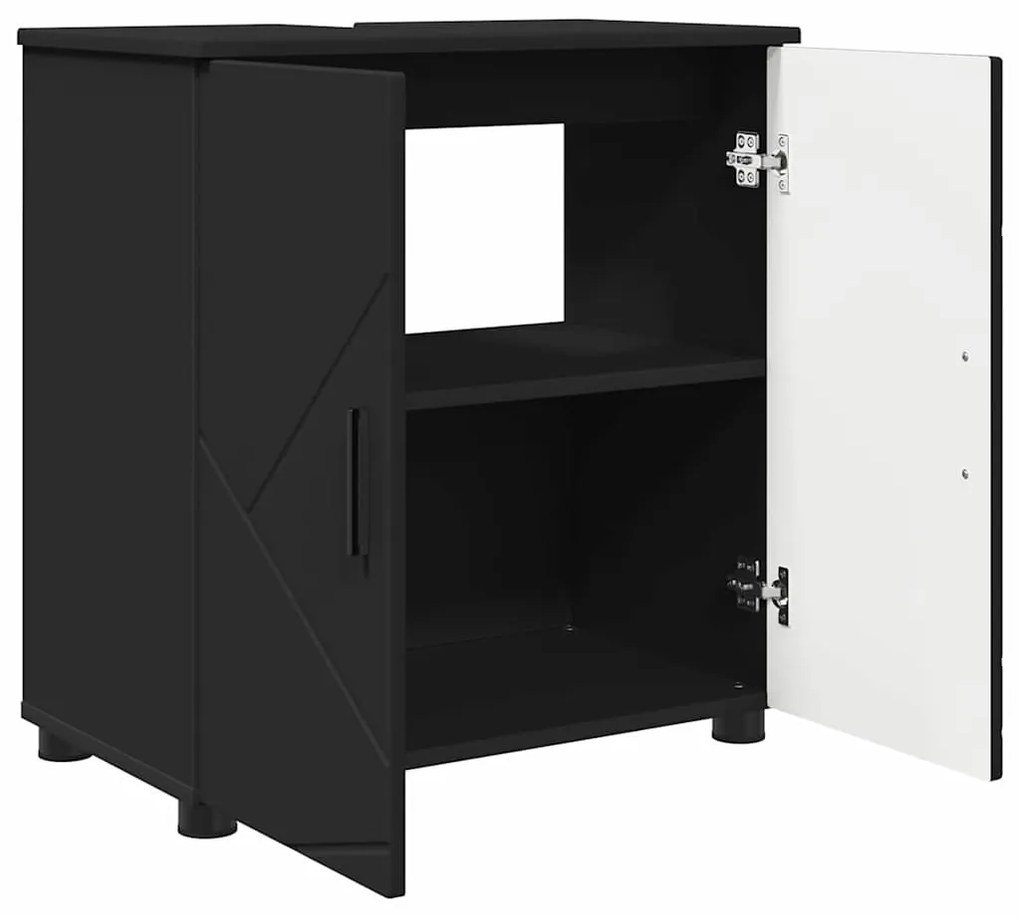 Fürdőszoba Székény polcokkal Fekete 61 x 35 x 64 cm Faanyag