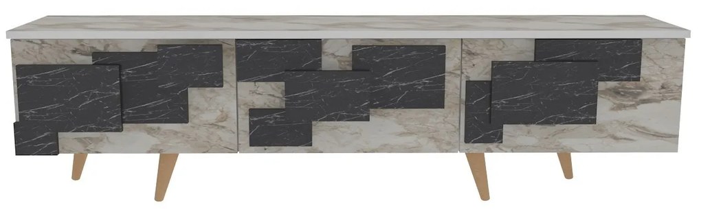 TV szekrény 3 D - White, Marble
