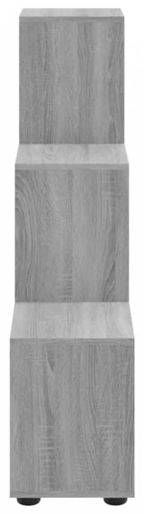 Szürke sonoma színű szerelt fa lépcsős könyvespolc 107 cm