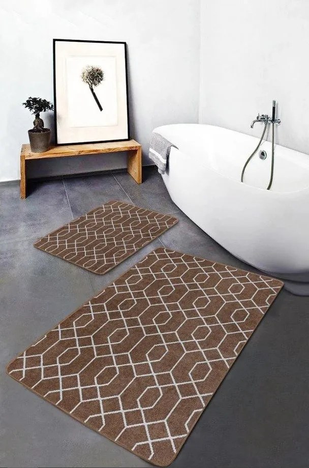 Barna bársony fürdőszobai kilépő szett 2 db-os 60x100 cm – Mila Home