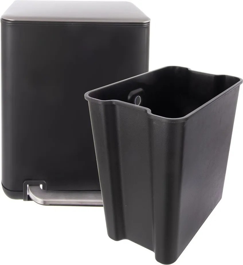 Fekete rozsdamentes acél pedálos szemetes 20 l Black – Orion