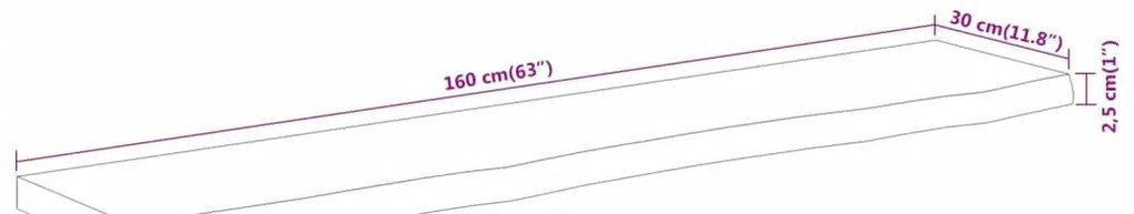 tömör akácfa téglalap alakú asztallap 160 x 30 x 2,5 cm