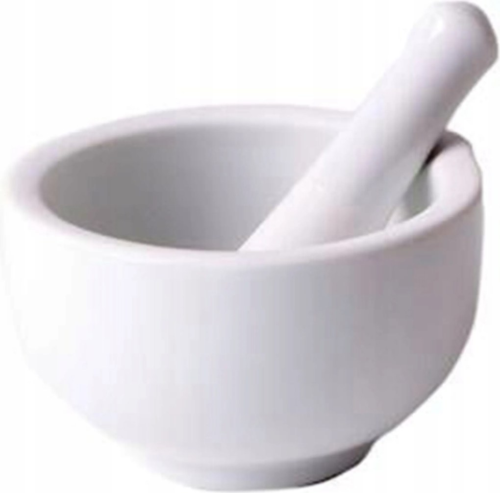 Konyhai Porcelán Mozsár Aprítóval Fehér Fűszernövényekhez 10,5 CM