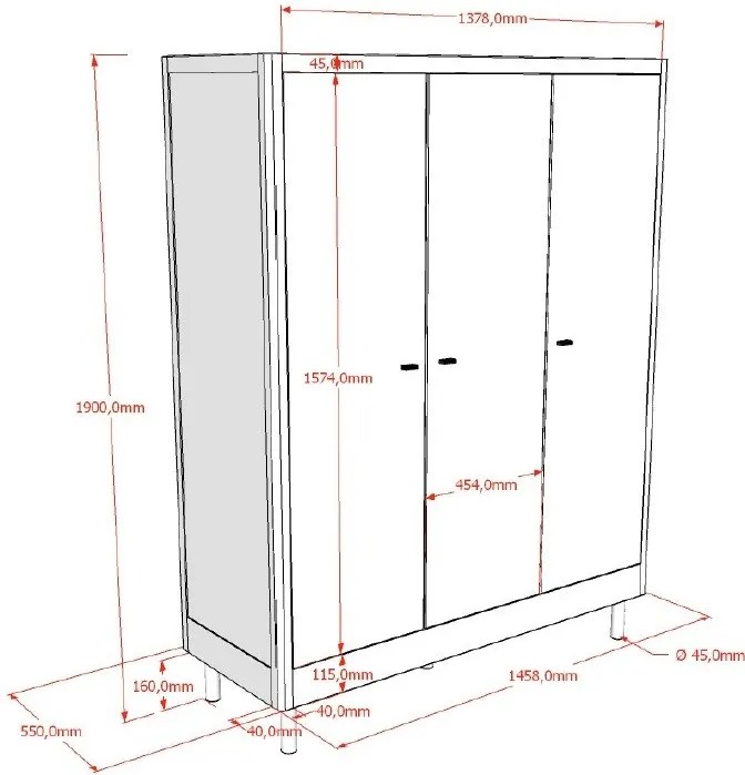 Fehér bükkfa gyerek ruhásszekrény 146x190x55 cm Forrest – Vipack