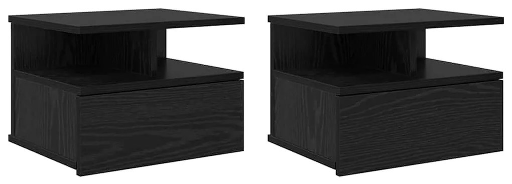Lebegő éjjeliszekrény 2 pcs Musta tammi 40 x 31 x 27 cm Faanyag