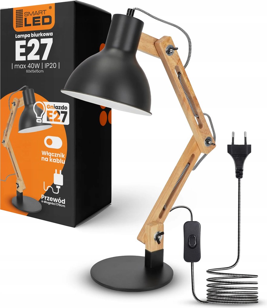 Led Rajzasztal Asztali Lámpa E27 Állítható Éjszakai Olvasólámpa Fekete 230V