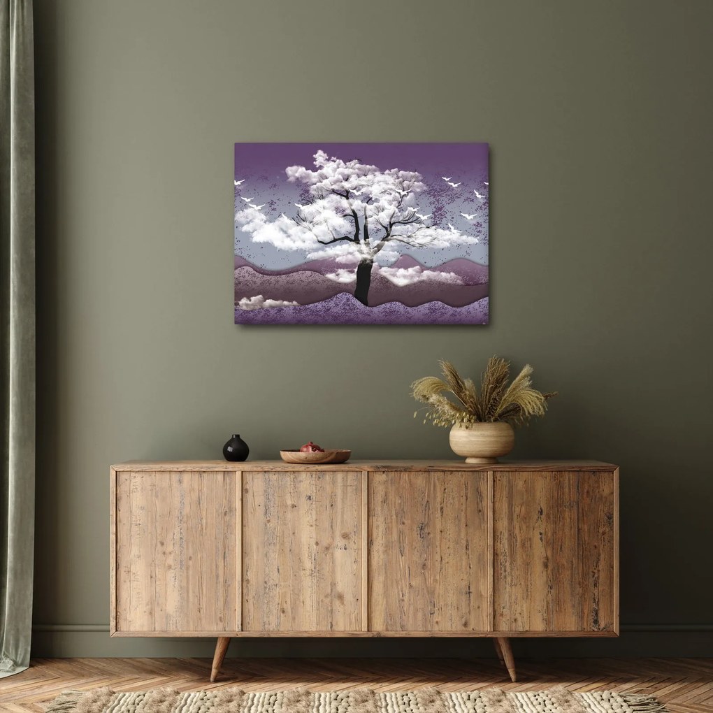 Kép - Fa a felhőkben (70x50 cm)