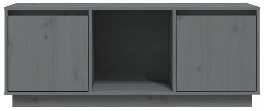szürke tömör fenyőfa TV-szekrény 110,5 x 35 x 44 cm
