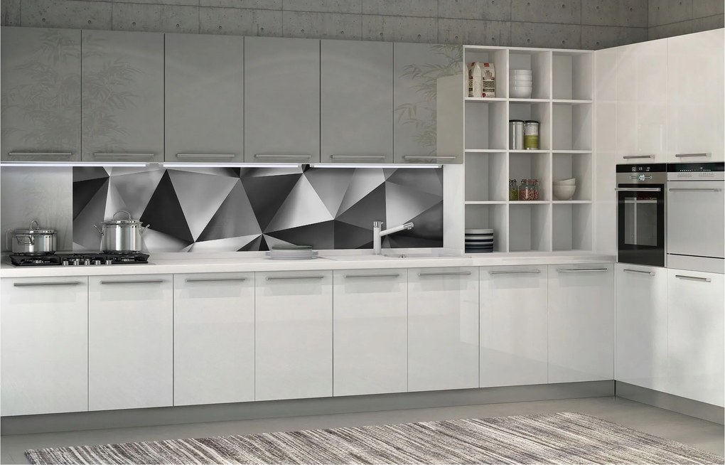 Fotótapéta flizelina Geometrikus absztrakt szürke háromszögek 250x60 +ragasztó