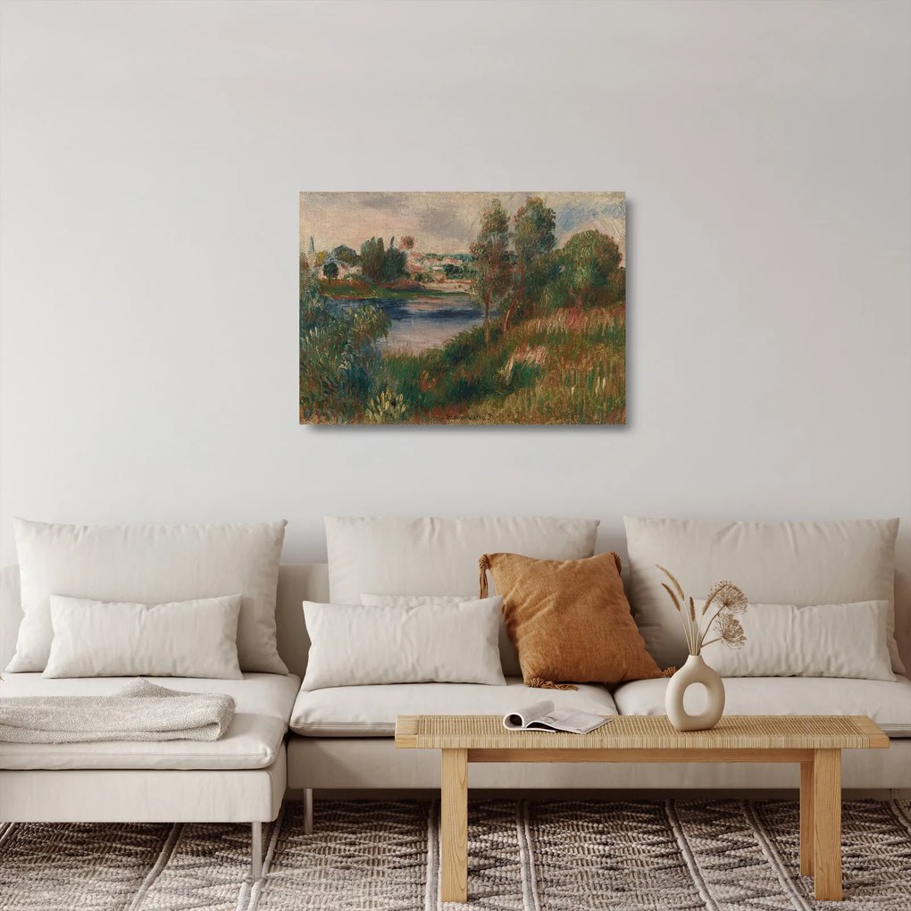 Üveg kép - Auguste Renoir, Landscape at Vetheuil, reprodukciók (70x50 cm)