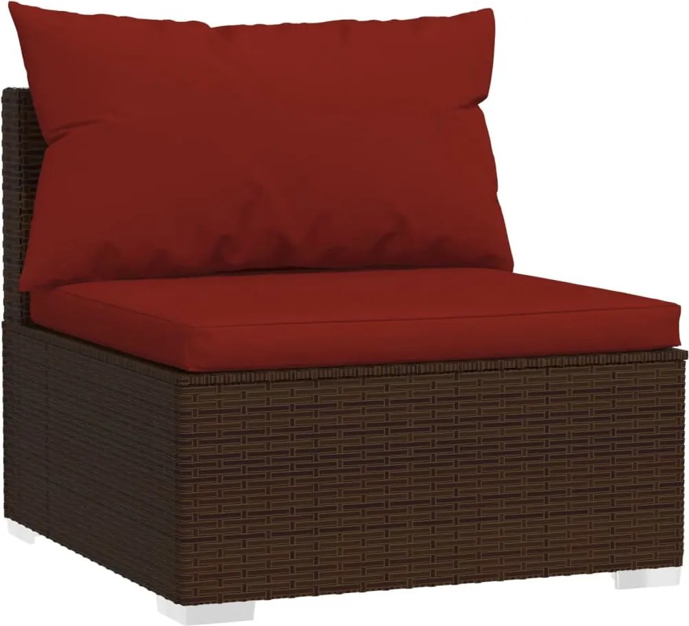 4 részes barna polyrattan kerti bútorszett párnákkal