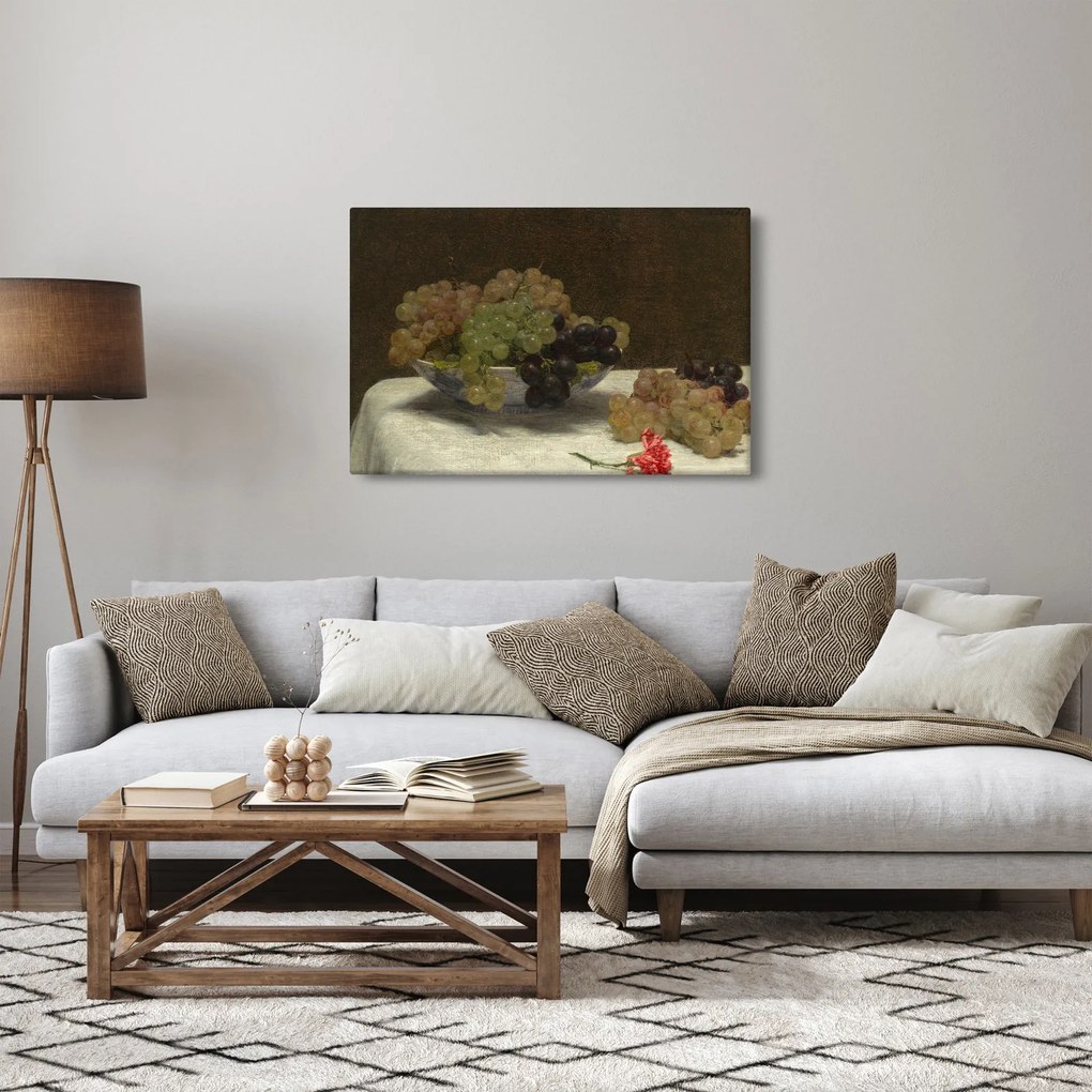 Kép - Henri Fantin-Latour, Still Life with Grapes and a Carnation, reprodukciók (90x60 cm)
