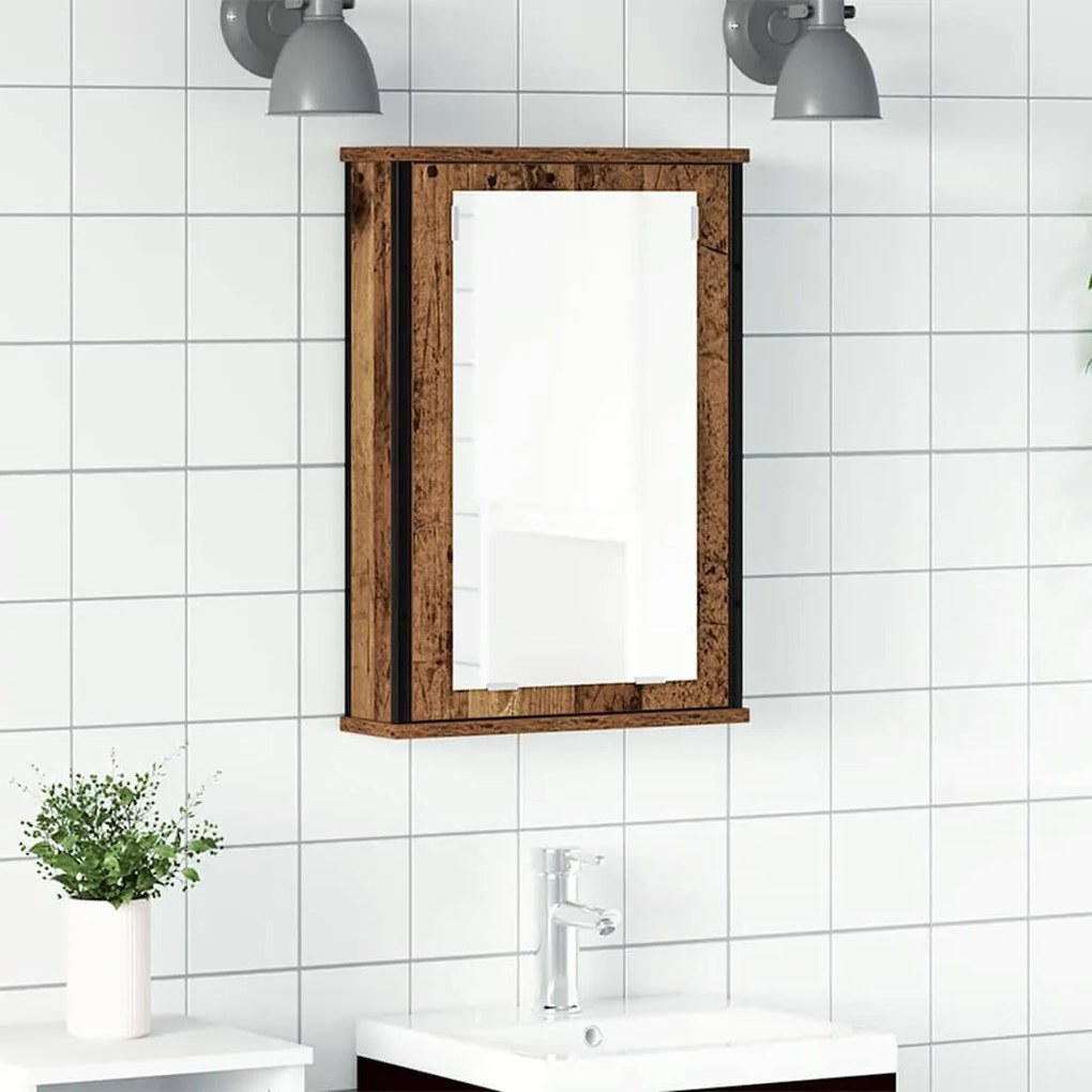 antik fa szerelt fa fürdőszobai tükör 42 x 12 x 60 cm