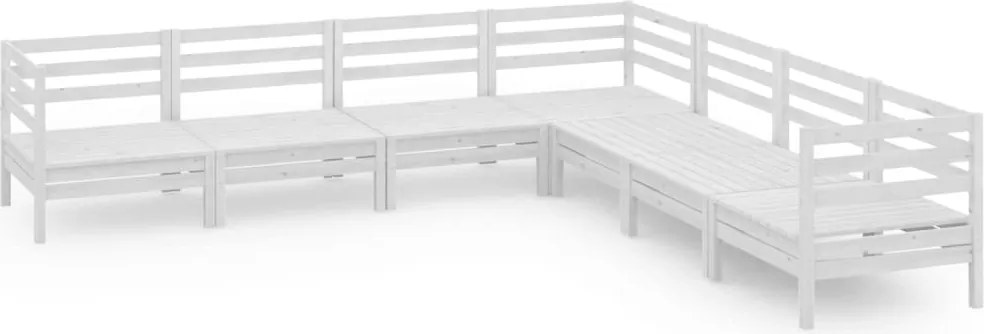 vidaXL 7 részes fehér tömör fenyőfa kerti ülőgarnitúra