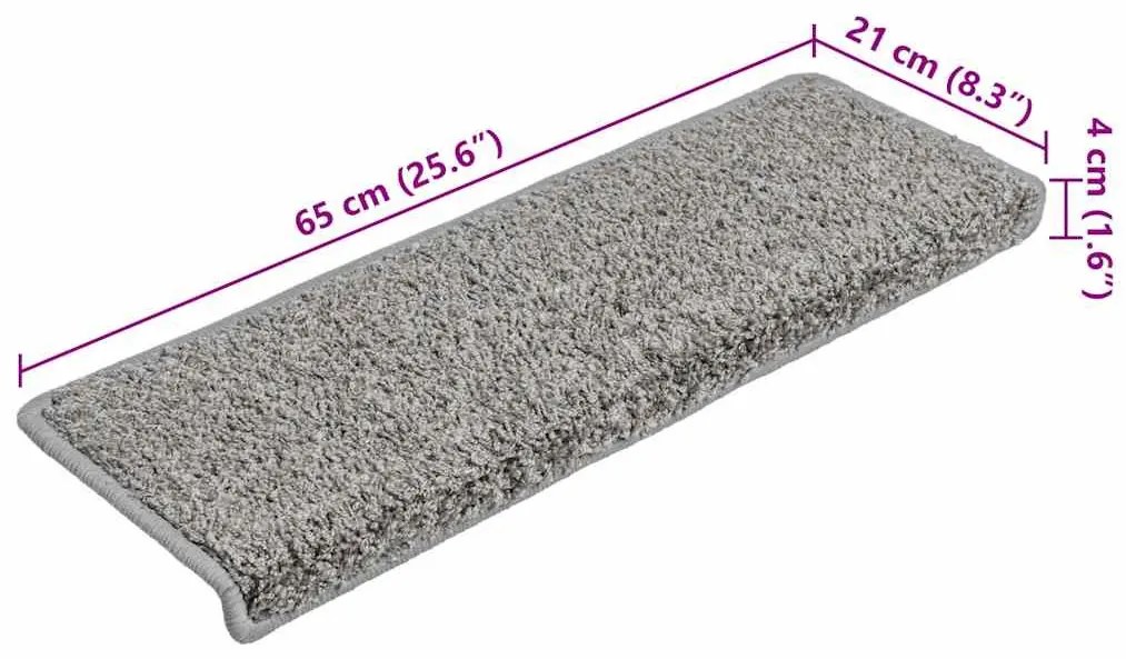 20 db szürke lépcsőszőnyeg, téglalap alakú széllel, 65 x 21 x 4 cm