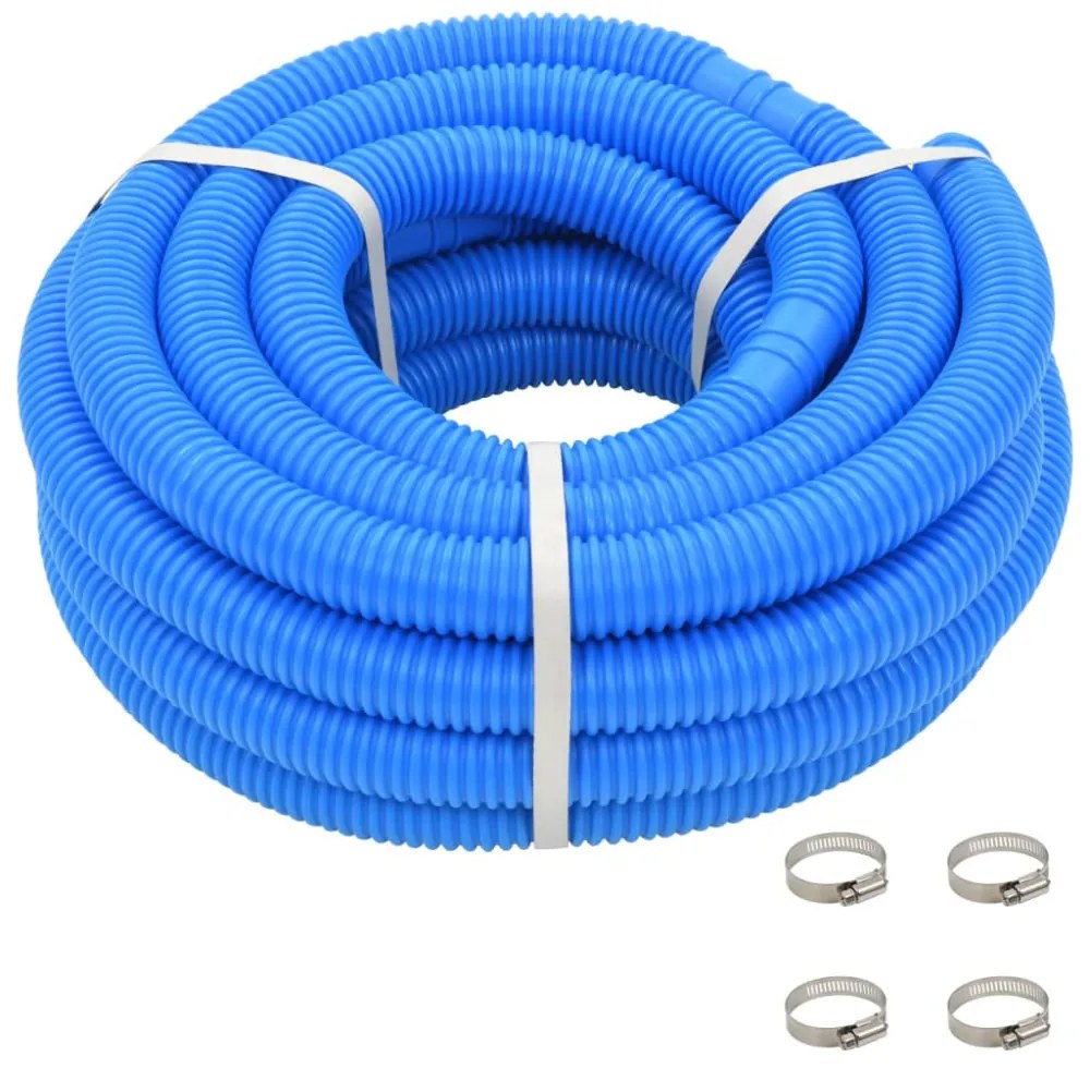 kék medencetömlő szorítóbilincsekkel 38 mm 12 m