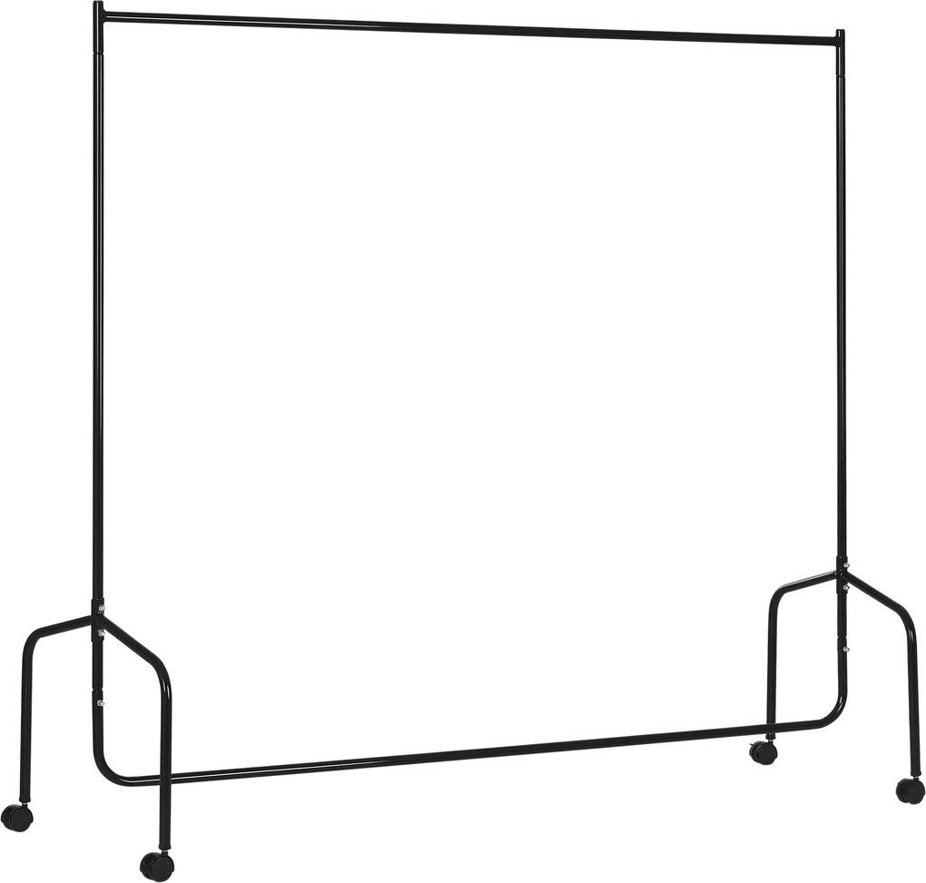 HOMCOM Ruhafogató Kerekekkel, Masszív Ruhasín, Kabátállvány, 140 Kg Teherbírás, 180 x 60 x 170 cm, Fekete Acél | Aosom