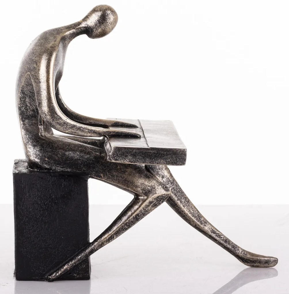 Figura Zenész Műanyag Fekete, Arany 18x15,5x18cm