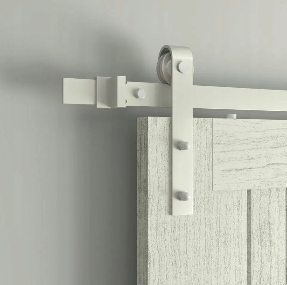 Tolóajtó rendszer fehér, Tömör Fém Vezetősínnel, Loft mintával