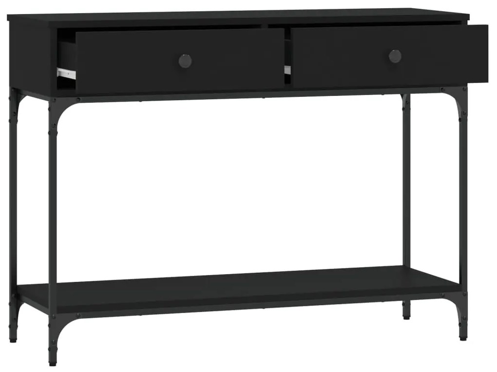 fekete szerelt fa tálalóasztal 100 x 34,5 x 75 cm