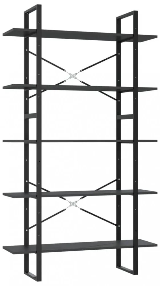5 szintes szürke szerelt fa könyvszekrény 100 x 30 x 175 cm
