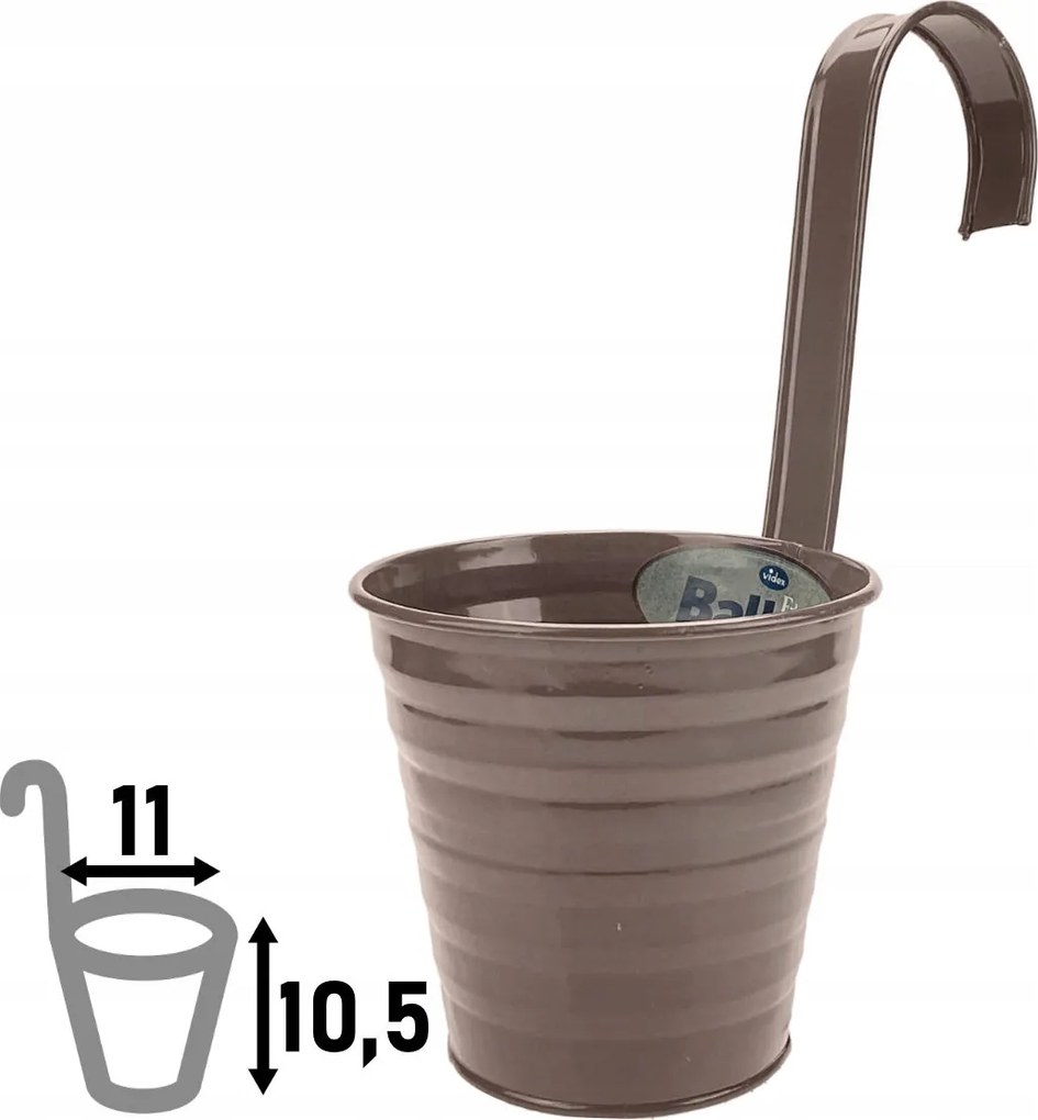 Wave függesztett balkon kaspó, 10,5 x ⌀11 cm, szürkésbarna