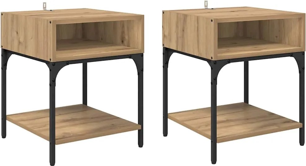 vidaXL Éjjeli asztal 2 pcs Artisan tölgy 40 x 40 x 50 cm Faanyag