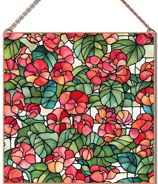 Stained-Glass-Begonia-4 üvegkép, falikép