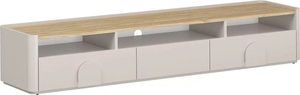 Amilio fiókos TV szekrény 200 cm - kasmír / olajozott tölgy / kasmír fogantyúk