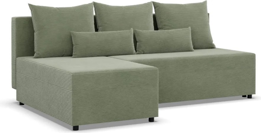 Nobu sarokkanapé, kordbársony, univerzális oldal, zöld