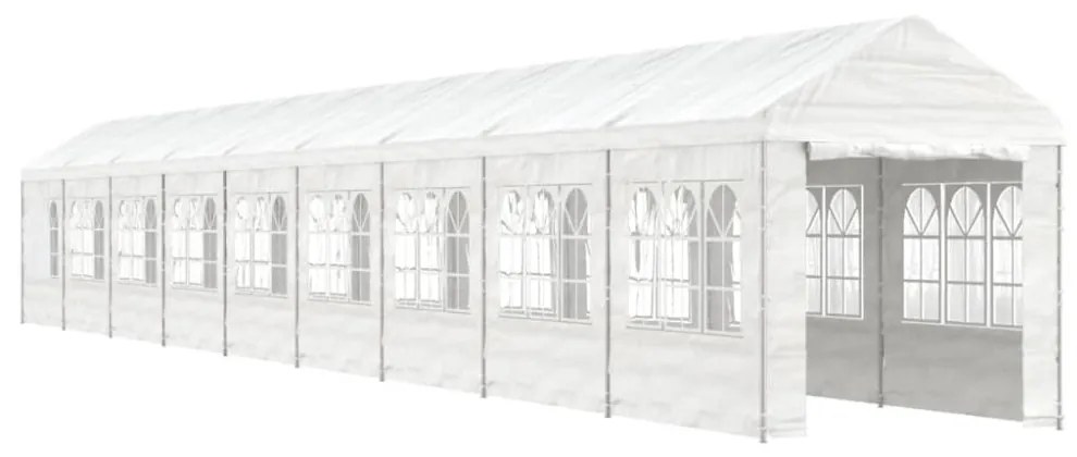 fehér polietilén pavilon tetővel 20,07 x 2,28 x 2,69 m