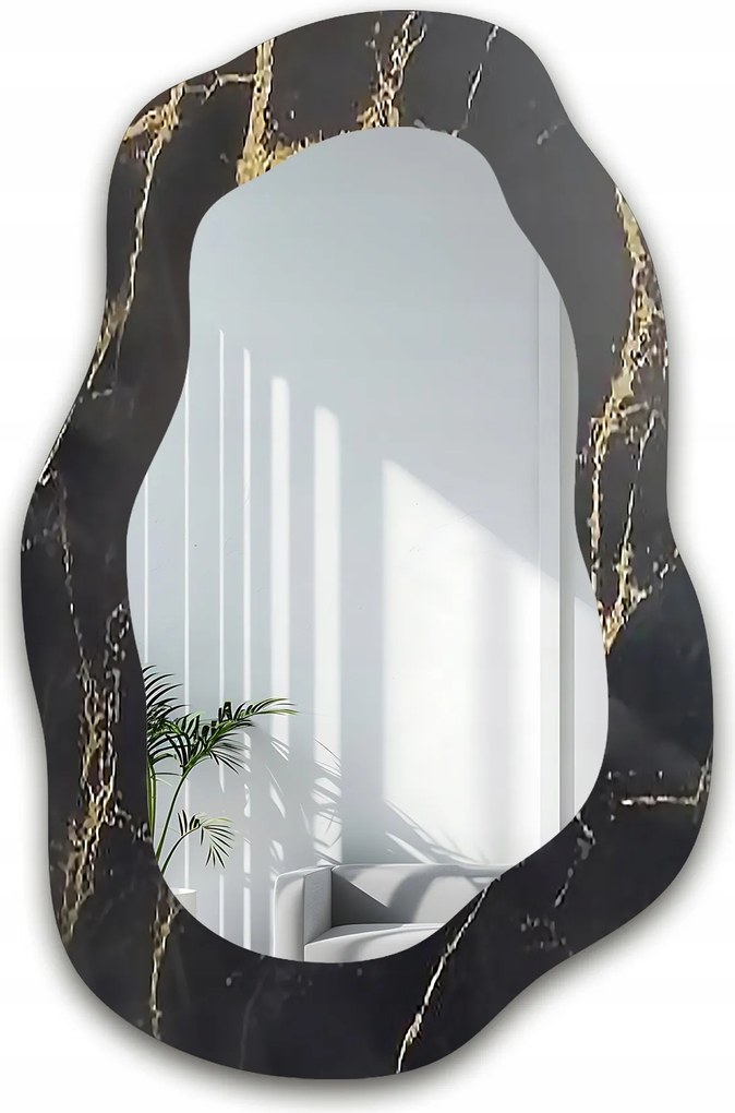 Marble Nocto szabálytalan tükör fekete-arany márvány 60x92