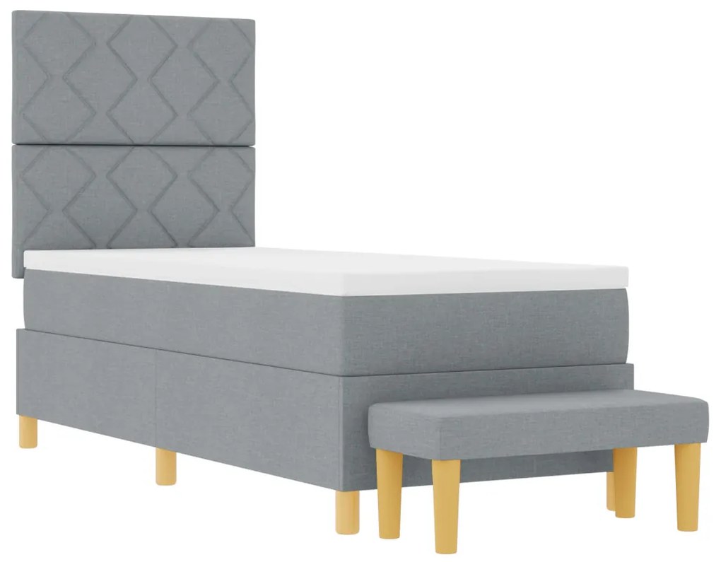 Boxspring Ágy Matracelemmel és Pad Light Grey 80x200 cm Szövet