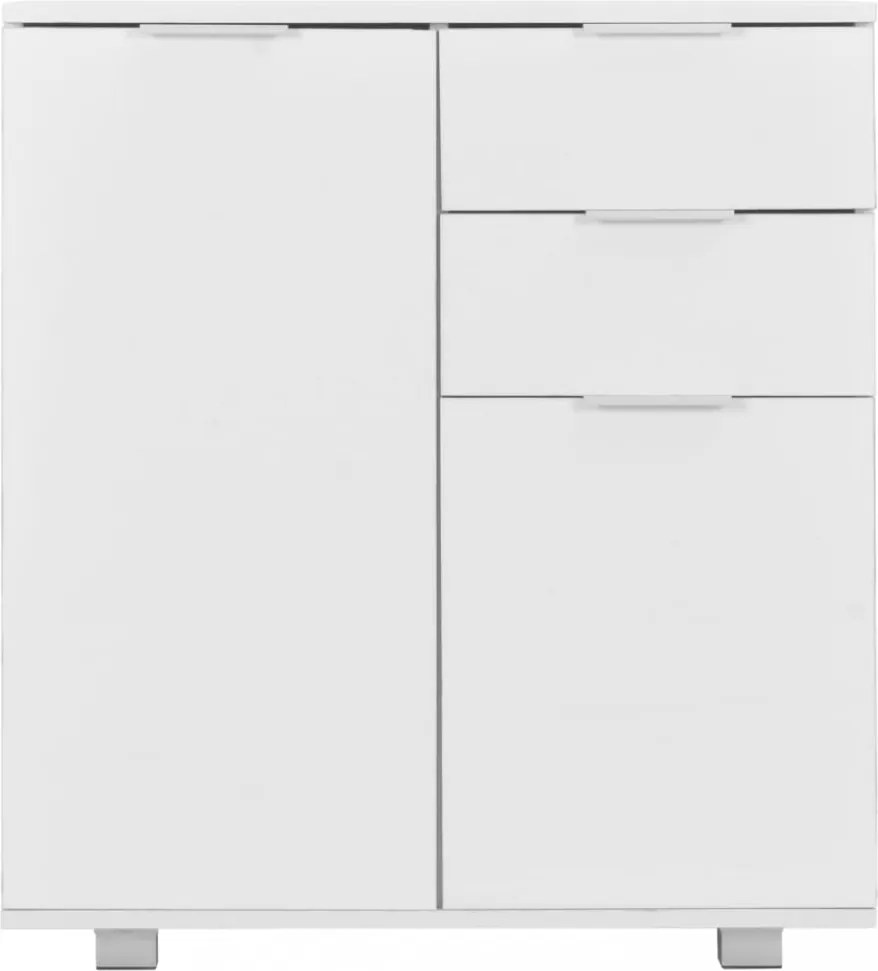 magasfényű fehér szerelt fa tálalószekrény 71 x 35 x 80 cm