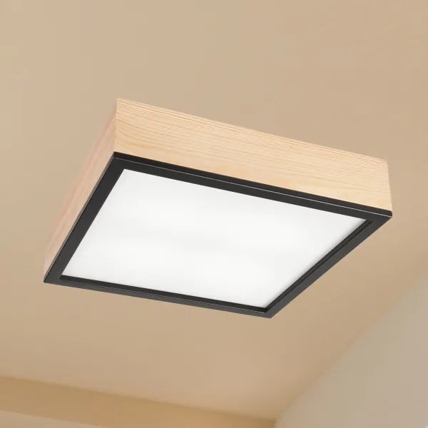 Mennyezeti lámpa NATURAL SQUARE 4xE27/15W/230V 39x39 cm fenyő/fekete