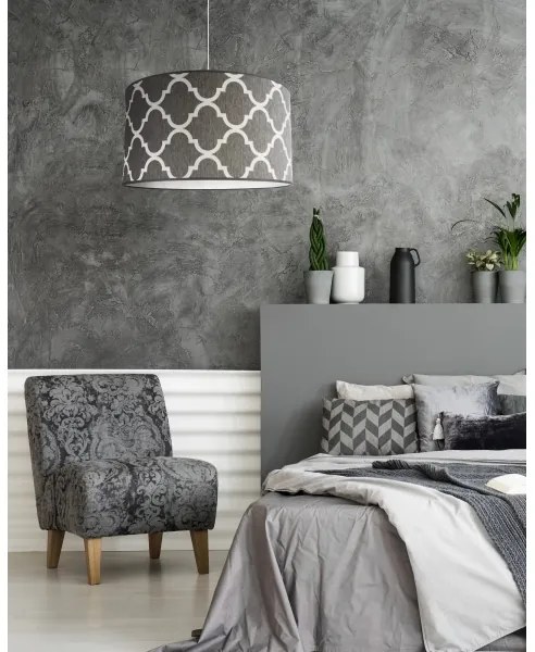 Duolla - Csillár zsinóron MAROKO 1xE27/40W/230V átm. 45 cm szürke/fehér