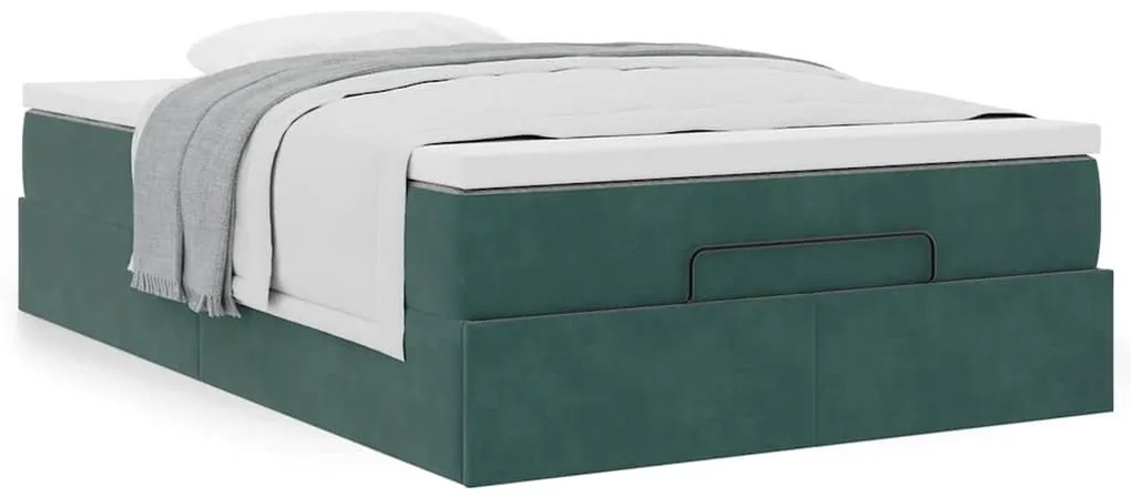sötétzöld bársony ottomán ágy matraccal 120x190 cm