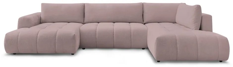 Rózsaszín kinyitható-tárolóhelyes sarokkanapé (jobb oldali-U alakú) Fuji – Bobochic Paris