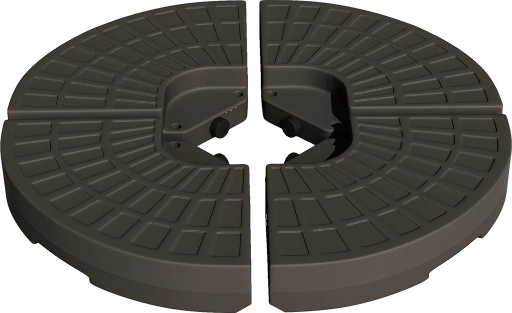 Outsunny 4 darabos Napernyő álca, Napernyő súlyalap, Talajkereszttel homokkal/vízzel tölthető, Legfeljebb 25/17 kg, Napernyő súlyok HDPE Kávé | Aosom