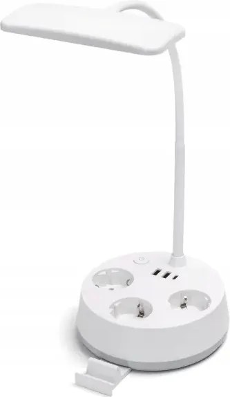 LED-es asztali lámpa Usb aljzatokkal és portokkal 4.6W 450lm Fehér
