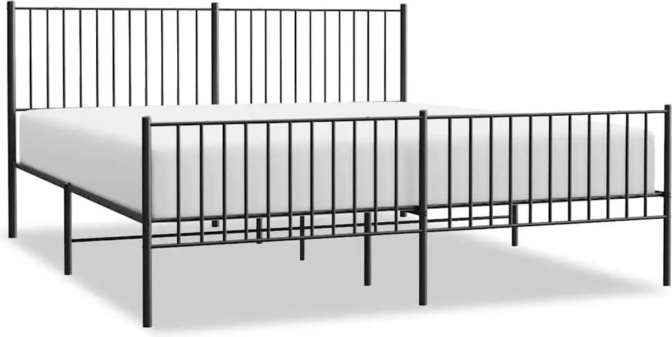 vidaXL fekete fém ágykeret fej- és lábtámlával 183 x 213 cm
