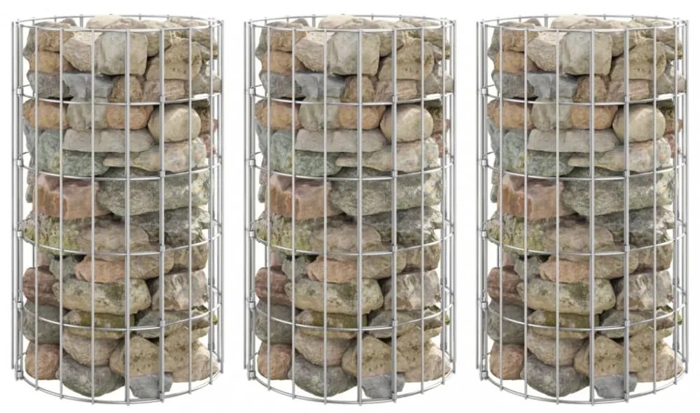 3 db kör alakú horganyzott acél gabion magaságyás Ø30 x 50 cm