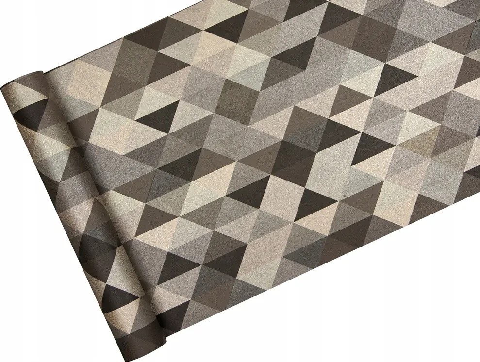 Tapéta Barna háromszögekkel Metálos csillogás