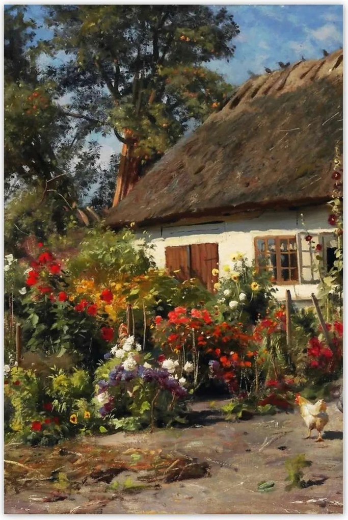 Poszterek 60x90 Vidéki házikó virágokkal