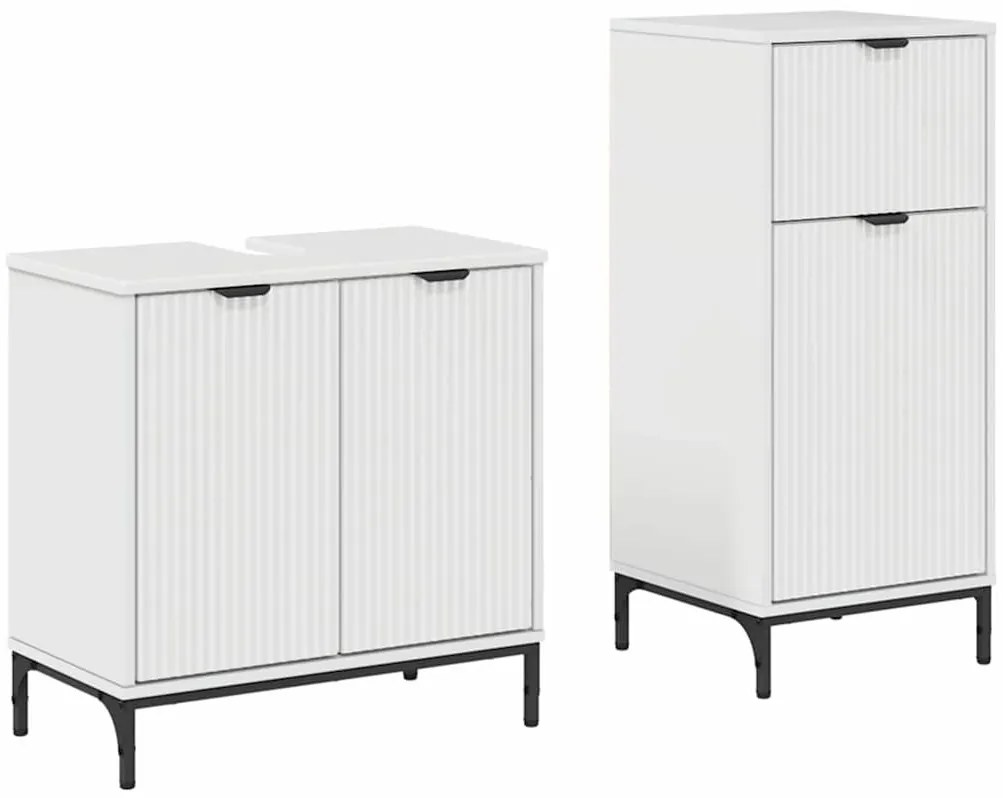 Fürdőszoba bútor szett 2 pcs Magasfényű fehér 39.5 x 36 x 88 cm