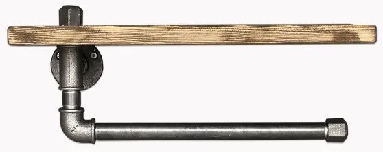 Fali polc törölközőtartóval BORURAF 16x40 cm fenyő/fekete