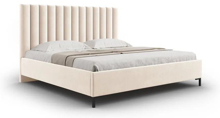 Bézs kárpitozott ágyneműtartós franciaágy ágyráccsal 180x200 cm Casey – Mazzini Beds