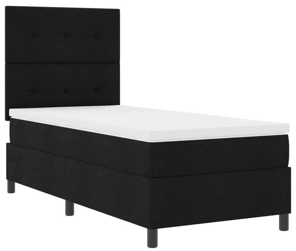Box Spring Ágy Matrával Fekete 80x200 cm Szövet