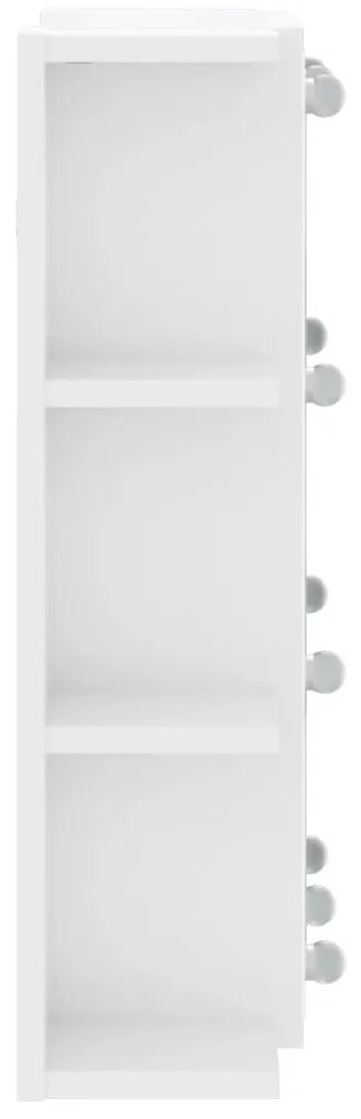 magasfényű fehér tükrös szekrény LED-ekkel 70 x 16,5 x 60 cm