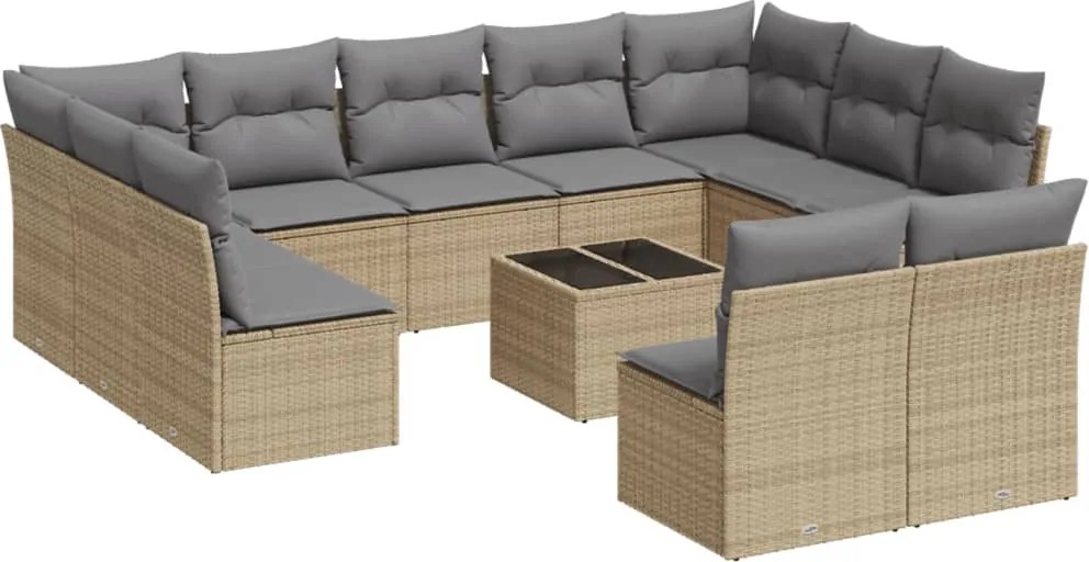 vidaXL 12 részes bézs polyrattan kerti ülőgarnitúra párnákkal